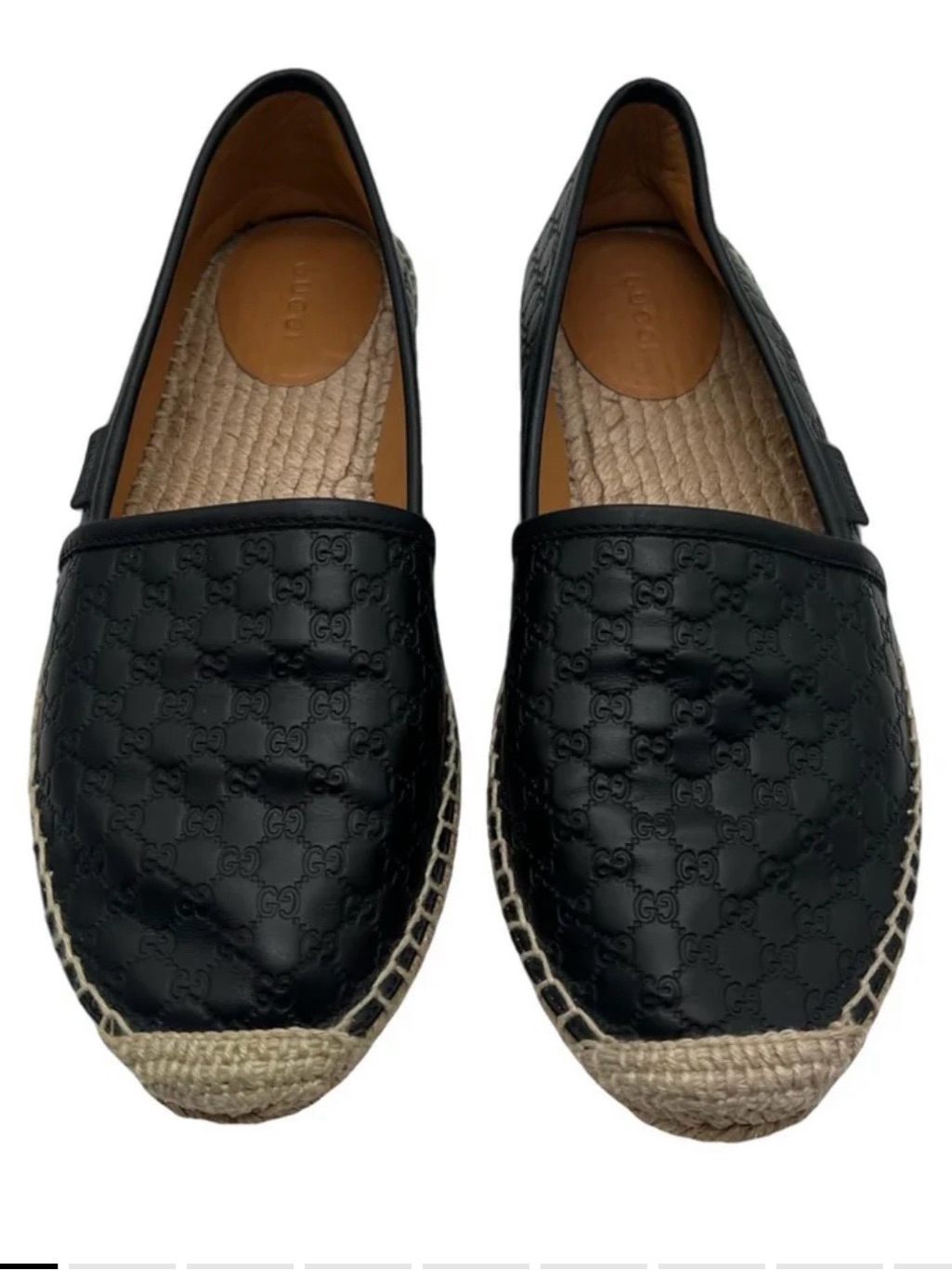 Gucci Black Embossed Gg Leather Espadrilles